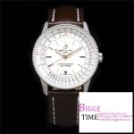 Breitling 41mm NAVITIMER White Dial Brown Leather Strap V7F A2824