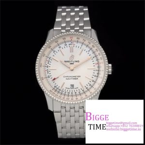 Breitling 41mm NAVITIMER White Dial SS Bracelet V7F A2824