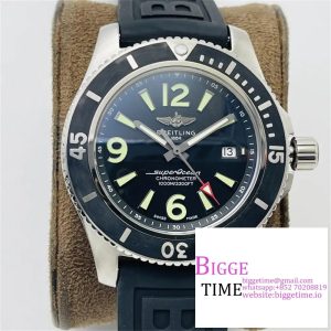 Breitling 42mm SUPEROCEAN Black Dial Black Rubber Strap TF A2824