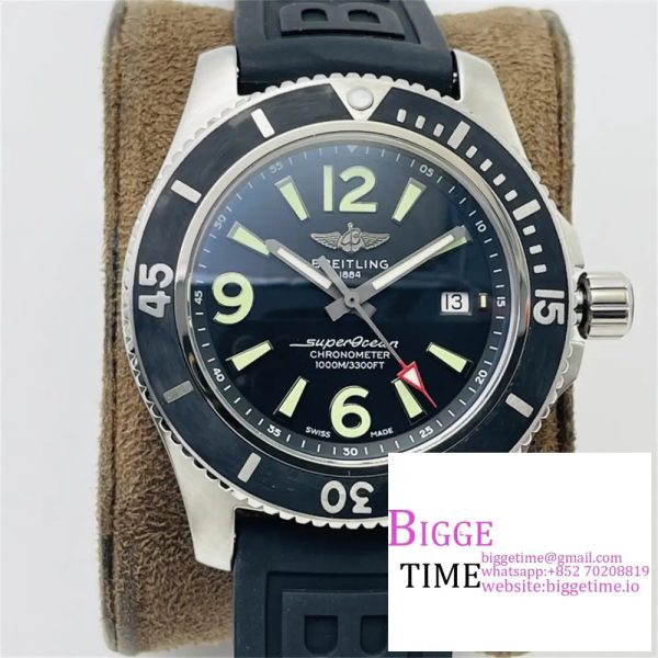 Breitling 42mm SUPEROCEAN Black Dial Black Rubber Strap TF A2824