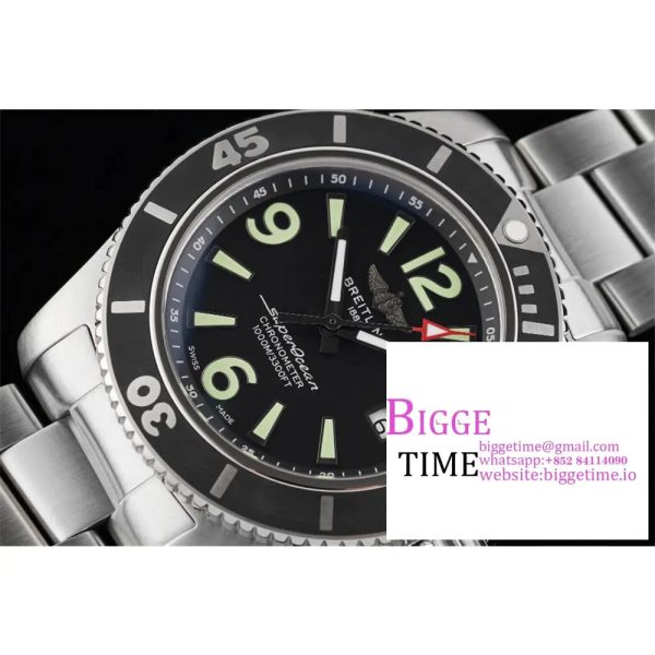 Breitling 42mm SUPEROCEAN Black Dial SS Bracelet TF A2824 - Image 3