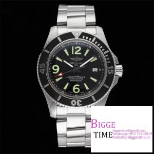 Breitling 42mm SUPEROCEAN Black Dial SS Bracelet TF A2824