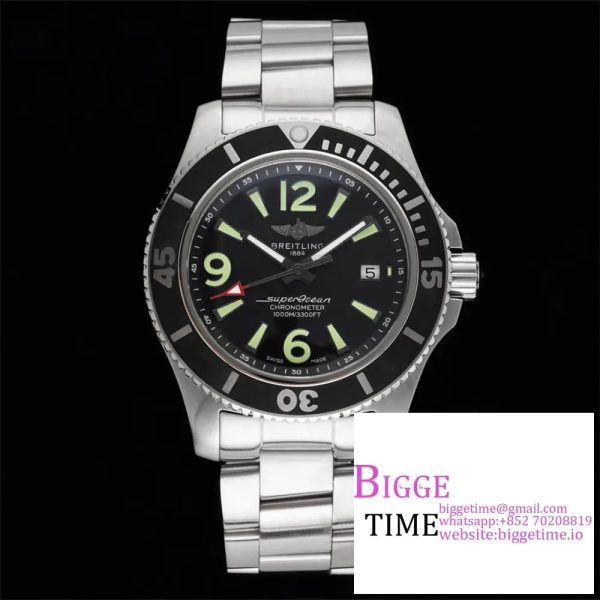 Breitling 42mm SUPEROCEAN Black Dial SS Bracelet TF A2824