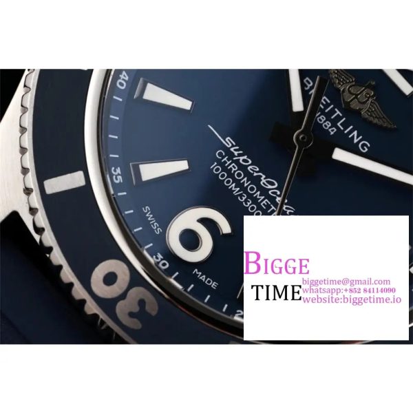 Breitling 42mm SUPEROCEAN Blue Dial Blue Rubber Strap TF A2824 - Image 5