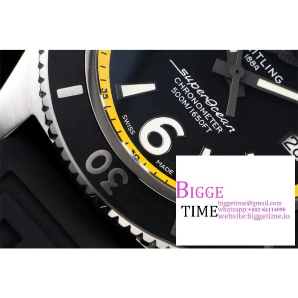 Breitling 42mm SUPEROCEAN Yellow/Black Dial Black Rubber Strap TF A2824 - Image 4