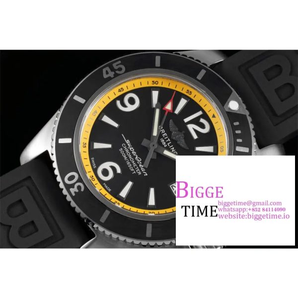 Breitling 42mm SUPEROCEAN Yellow/Black Dial Black Rubber Strap TF A2824 - Image 3