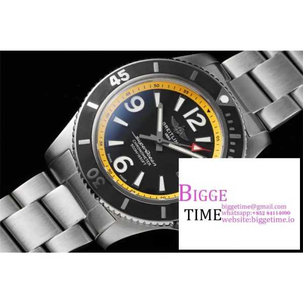 Breitling 42mm SUPEROCEAN Yellow/Black Dial SS Bracelet TF A2824 - Image 3