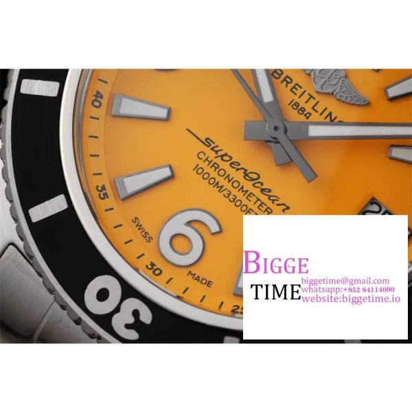 Breitling 42mm SUPEROCEAN Yellow Dial SS Bracelet TF A2824 - Image 5