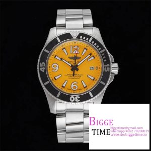 Breitling 42mm SUPEROCEAN Yellow Dial SS Bracelet TF A2824