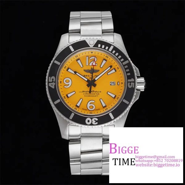 Breitling 42mm SUPEROCEAN Yellow Dial SS Bracelet TF A2824