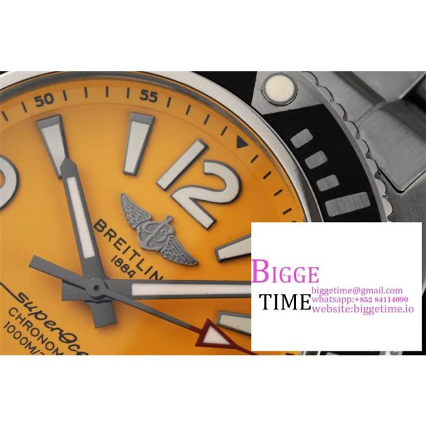 Breitling 42mm SUPEROCEAN Yellow Dial SS Bracelet TF A2824 - Image 4