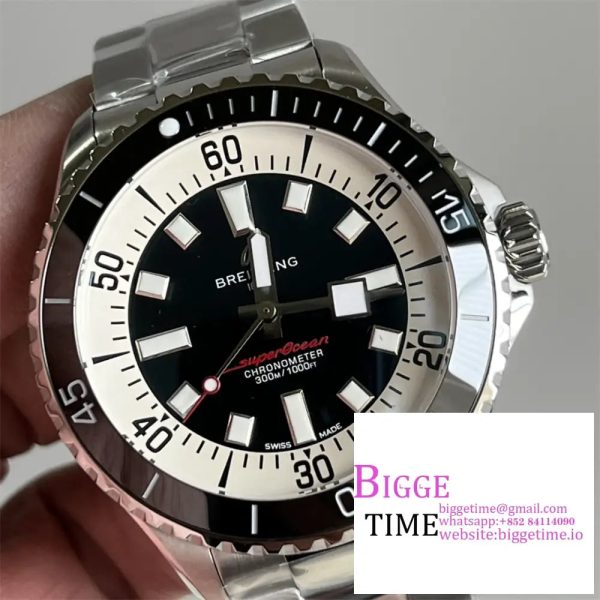Breitling 44mm SUPEROCEAN Ceramic Black Dial SS Bracelet TF A2824 - Image 3