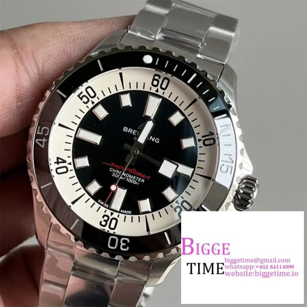 Breitling 44mm SUPEROCEAN Ceramic Black Dial SS Bracelet TF A2824 - Image 2
