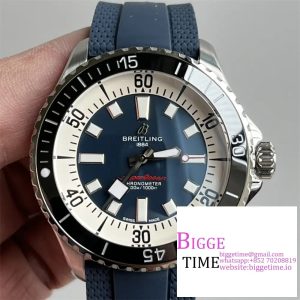 Breitling 44mm SUPEROCEAN Ceramic Blue Dial Black Rubber Strap TF A2824