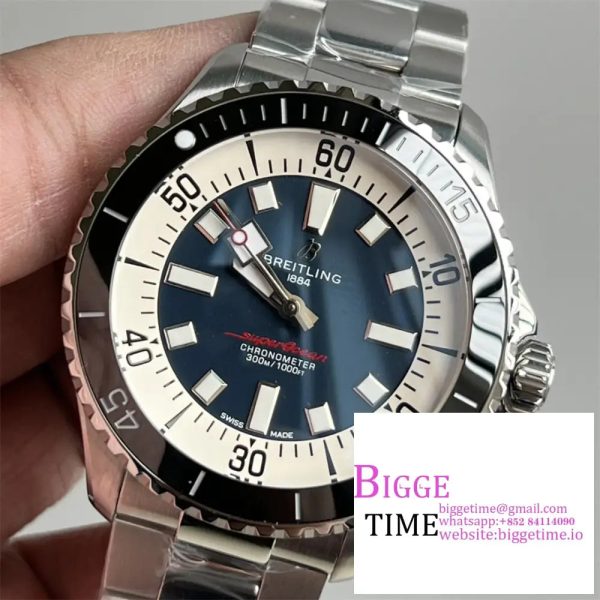 Breitling 44mm SUPEROCEAN Ceramic Blue Dial SS Bracelet TF A2824 - Image 2