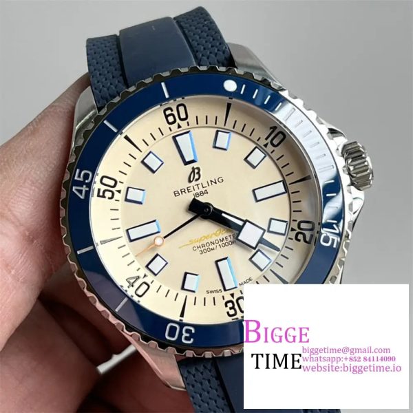 Breitling 44mm SUPEROCEAN Ceramic White Dial Black Rubber Strap TF A2824 - Image 3