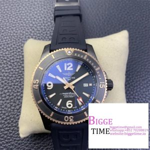 Breitling Black Steel 46mm SUPEROCEAN RG Black Dial Black Rubber Strap TF A2824