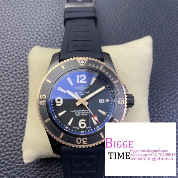 Breitling Black Steel 46mm SUPEROCEAN RG Black Dial Black Rubber Strap TF A2824