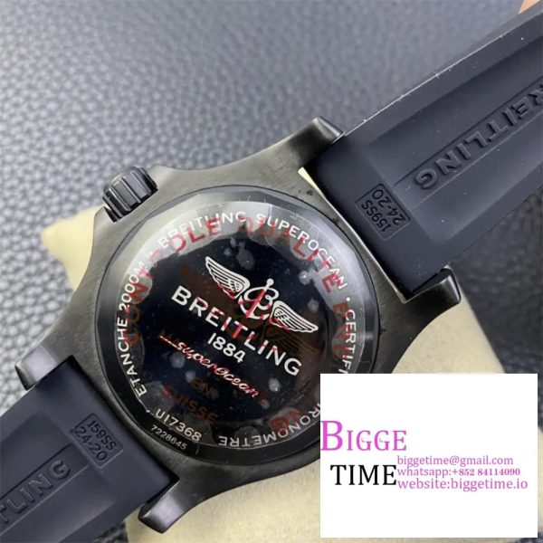 Breitling Black Steel 46mm SUPEROCEAN RG Black Dial Black Rubber Strap TF A2824 - Image 9
