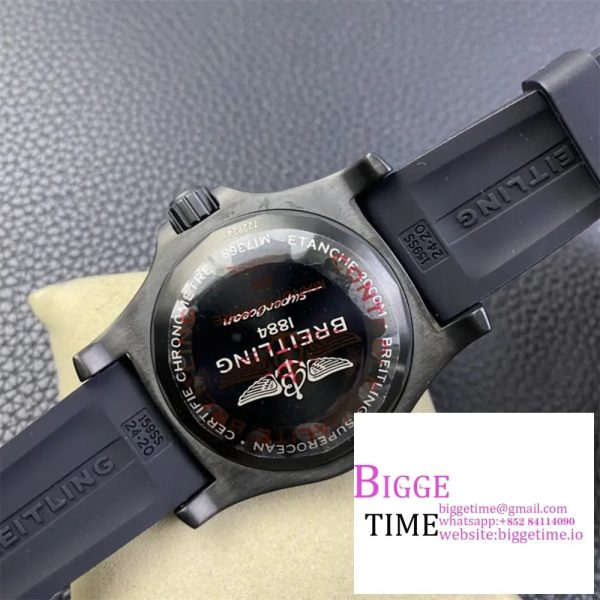 Breitling Black Steel 46mm SUPEROCEAN Yellow Dial Black Rubber Strap TF A2824 - Image 9
