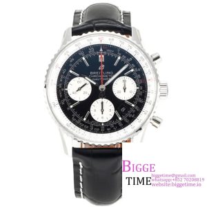 Breitling Chrono 43mm NAVITIMER B01 Black/White Dial Black Leather Strap BLSF A7750
