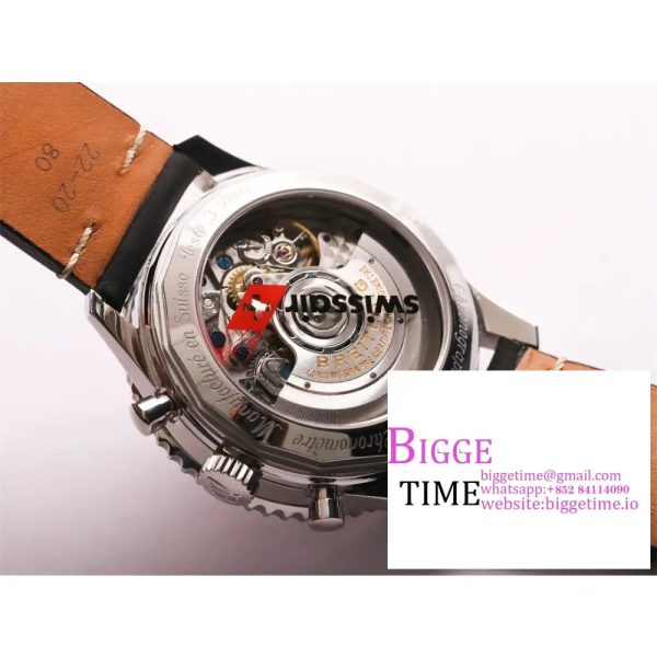 Breitling Chrono 43mm NAVITIMER B01 Black/White Dial Black Leather Strap BLSF A7750 - Image 6