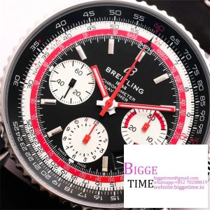 Breitling Chrono 43mm NAVITIMER B01 Black/White Dial Black Leather Strap BLSF A7750