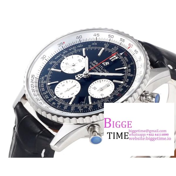 Breitling Chrono 43mm NAVITIMER B01 Black/White Dial Black Leather Strap BLSF A7750 - Image 3