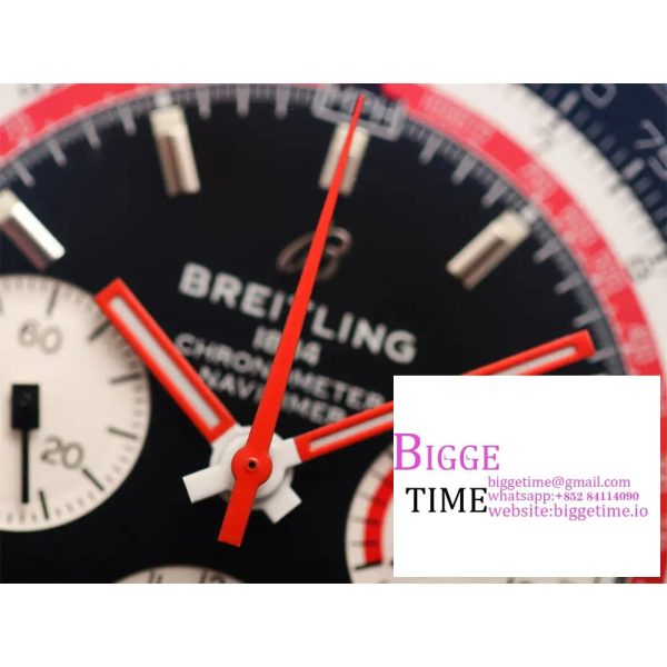 Breitling Chrono 43mm NAVITIMER B01 Black/White Dial Black Leather Strap BLSF A7750 - Image 2