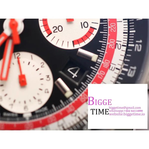 Breitling Chrono 43mm NAVITIMER B01 Black/White Dial Black Leather Strap BLSF A7750 - Image 4