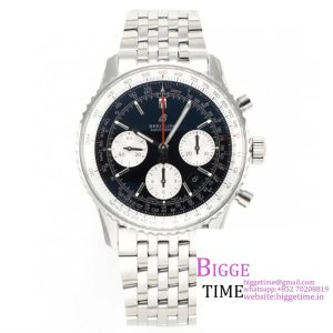Breitling Chrono 43mm NAVITIMER B01 Black/White Dial SS Bracelet BLSF A7750