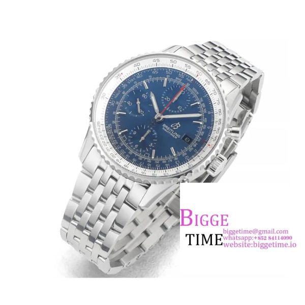 Breitling Chrono 43mm NAVITIMER B01 Blue Dial SS Bracelet BLSF A7750 - Image 3
