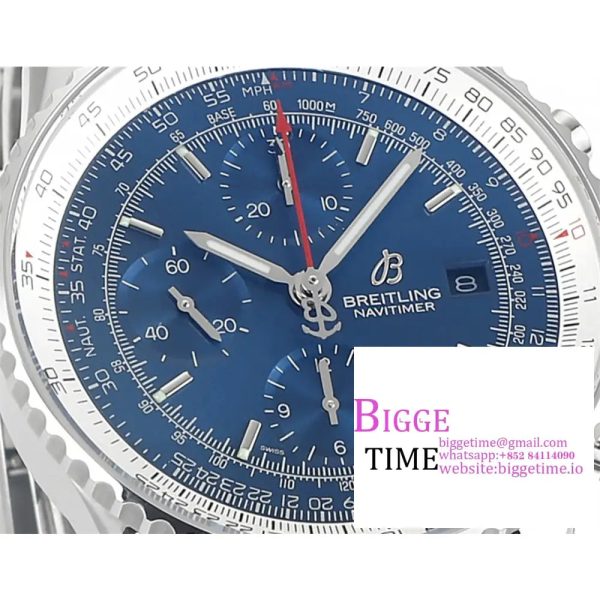 Breitling Chrono 43mm NAVITIMER B01 Blue Dial SS Bracelet BLSF A7750 - Image 6