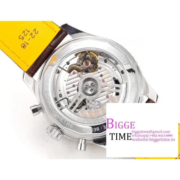 Breitling Chrono 43mm NAVITIMER B01 Blue/White Dial Brown Leather Strap BLSF A7750 - Image 9
