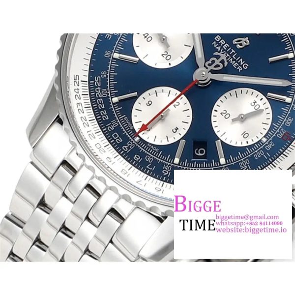 Breitling Chrono 43mm NAVITIMER B01 Blue/White Dial SS Bracelet BLSF A7750 - Image 3