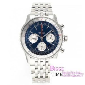 Breitling Chrono 43mm NAVITIMER B01 Blue/White Dial SS Bracelet BLSF A7750