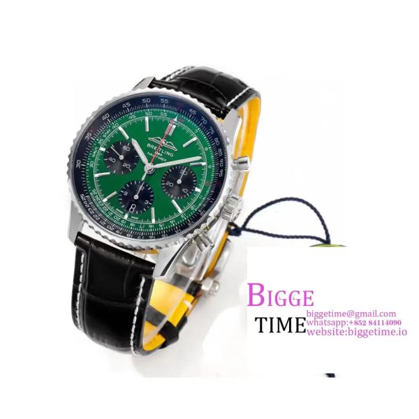 Breitling Chrono 43mm NAVITIMER B01 Green/Black Dial Black Leather Strap BLSF A7750 - Image 5