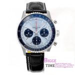 Breitling Chrono 43mm NAVITIMER B01 Ice Blue/Black Dial Black Leather Strap BLSF A7750