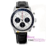 Breitling Chrono 43mm NAVITIMER B01 White/Black Dial Black Leather Strap BLSF A7750