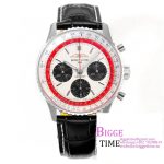 Breitling Chrono 43mm NAVITIMER B01 White/Black Dial Black Leather Strap BLSF A7750