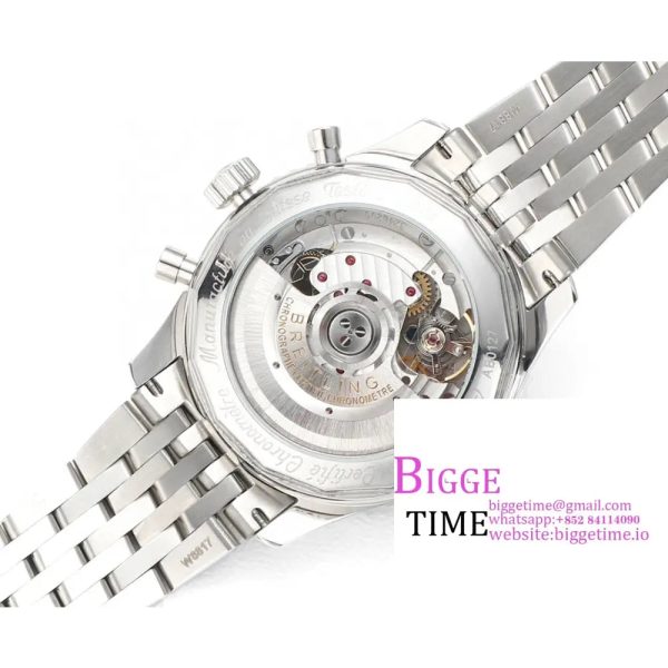 Breitling Chrono 43mm NAVITIMER B01 White/Black Dial SS Bracelet BLSF A7750 - Image 8