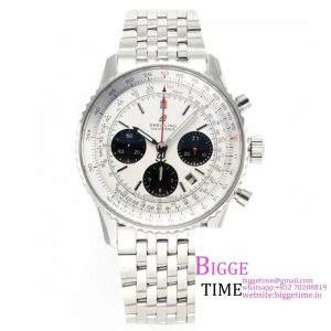 Breitling Chrono 43mm NAVITIMER B01 White/Black Dial SS Bracelet BLSF A7750