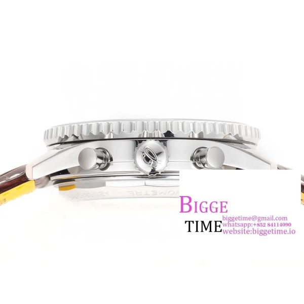 Breitling Chrono 43mm NAVITIMER B01 White Dial Brown Leather Strap BLSF A7750 - Image 7