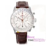 Breitling Chrono 43mm NAVITIMER B01 White Dial Brown Leather Strap BLSF A7750