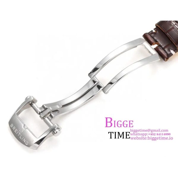 Breitling Chrono 43mm NAVITIMER B01 White Dial Brown Leather Strap BLSF A7750 - Image 8