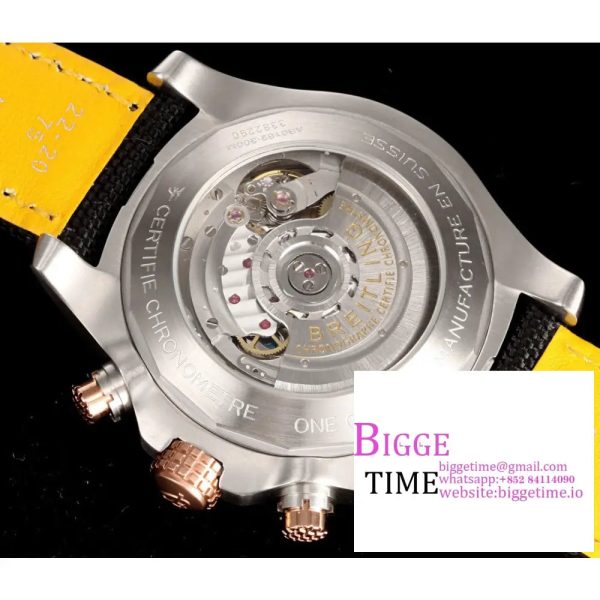 Breitling Chrono 45mm AVENGER RG Grey/Black Dial Black Leather Strap BLSF A7750 - Image 9