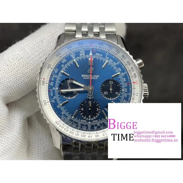 Breitling - Navitimer B01 Chronograph SS/SS Blue/Blk GF A7750 Mod - Image 2