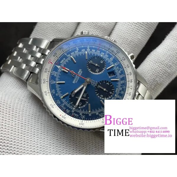 Breitling - Navitimer B01 Chronograph SS/SS Blue/Blk GF A7750 Mod - Image 5
