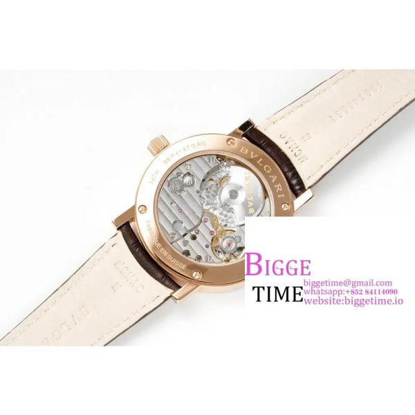 Bvlgari Roma 41mm RG White Dial Brown Leather Strap BVF MY9015 - Image 9