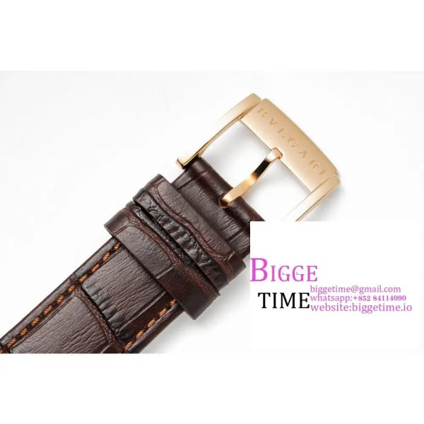 Bvlgari Roma 41mm RG White Dial Brown Leather Strap BVF MY9015 - Image 4